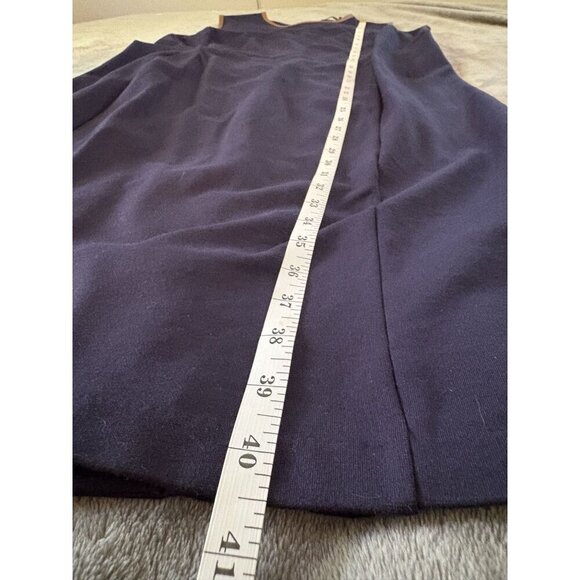 Lauren Ralph Lauren Sleeveless Midi Dress Size S/M Navy Faux Leather Trim Preppy - Picture 7 of 7